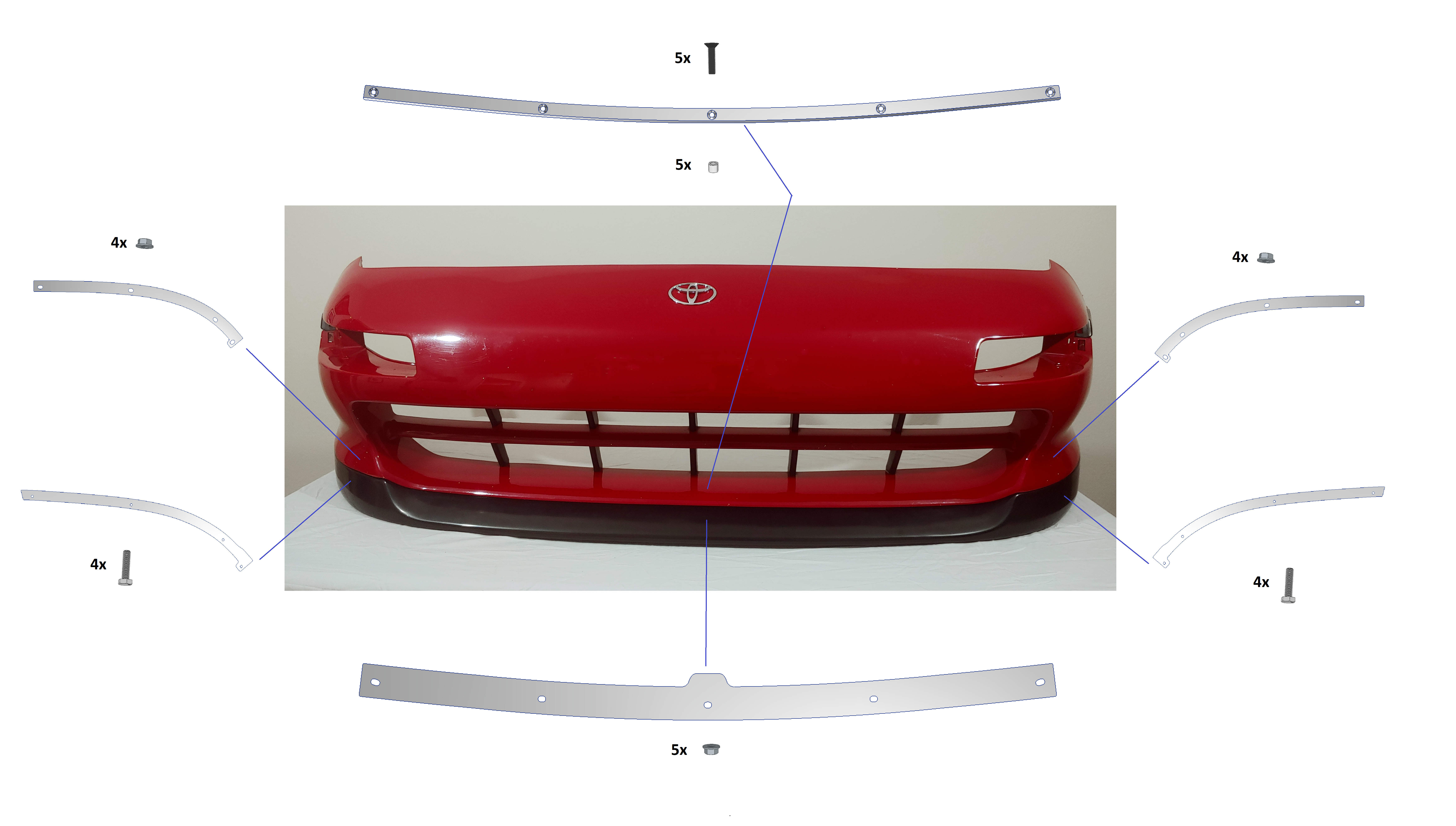 SW20 Front Lip Retainer Kit